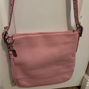 Coach Pink Leather Shoulder Bag with adjustable strap